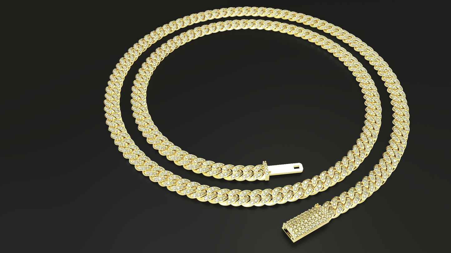 6MM Diamond Cuban link chain with flowerset lock